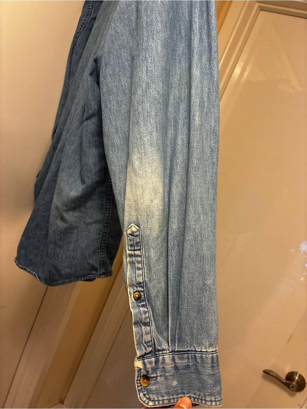 Oversize Lands End Blue Denim Button-up Overshirt - Picture 9 of 11